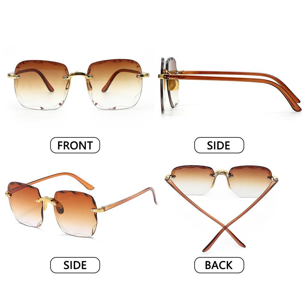 New Vintage Square Sunglasses Woman Classic Retro Gradient Mirror Frameless Sun Glasses