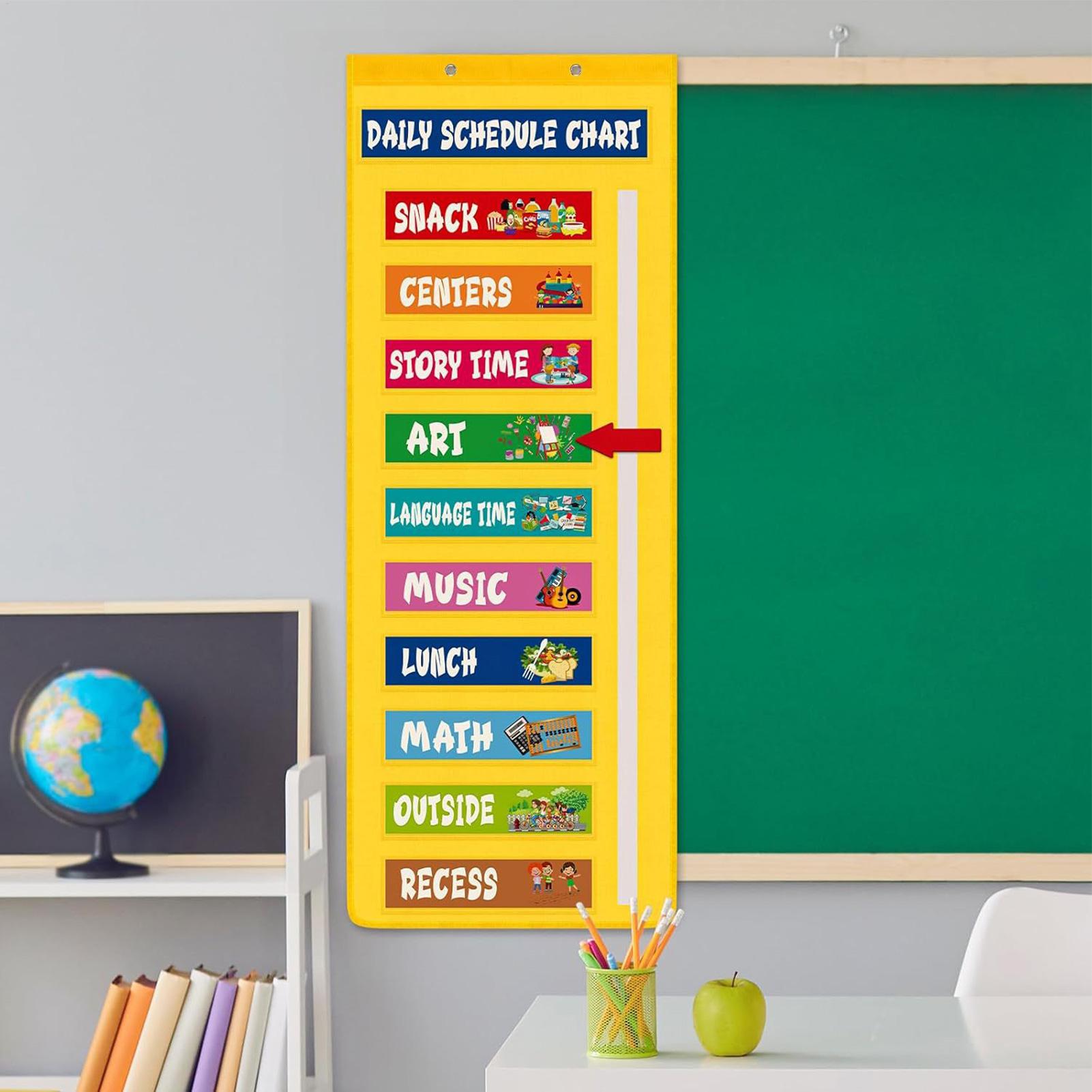Daily Scheduling Pocket Chart Morning and Afternoon Class Schedule for Daycare School Classroom Decoration Home Preschool Decor China Mainland