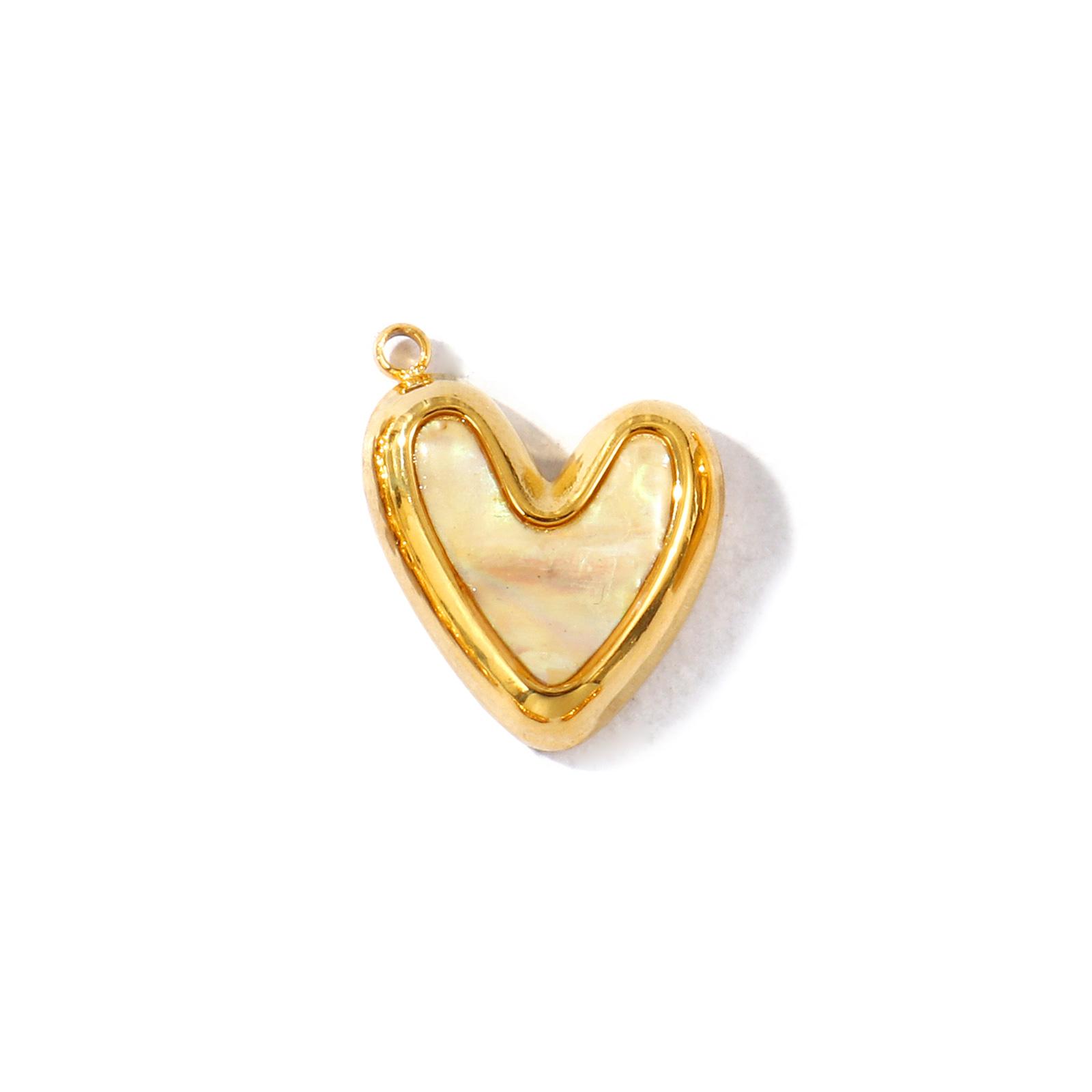 

1 Piece Waterproof Natural Shell Charms 18K Gold Plated Round Disc Heart 304 Stainless Steel Pendants For DIY Necklace Making