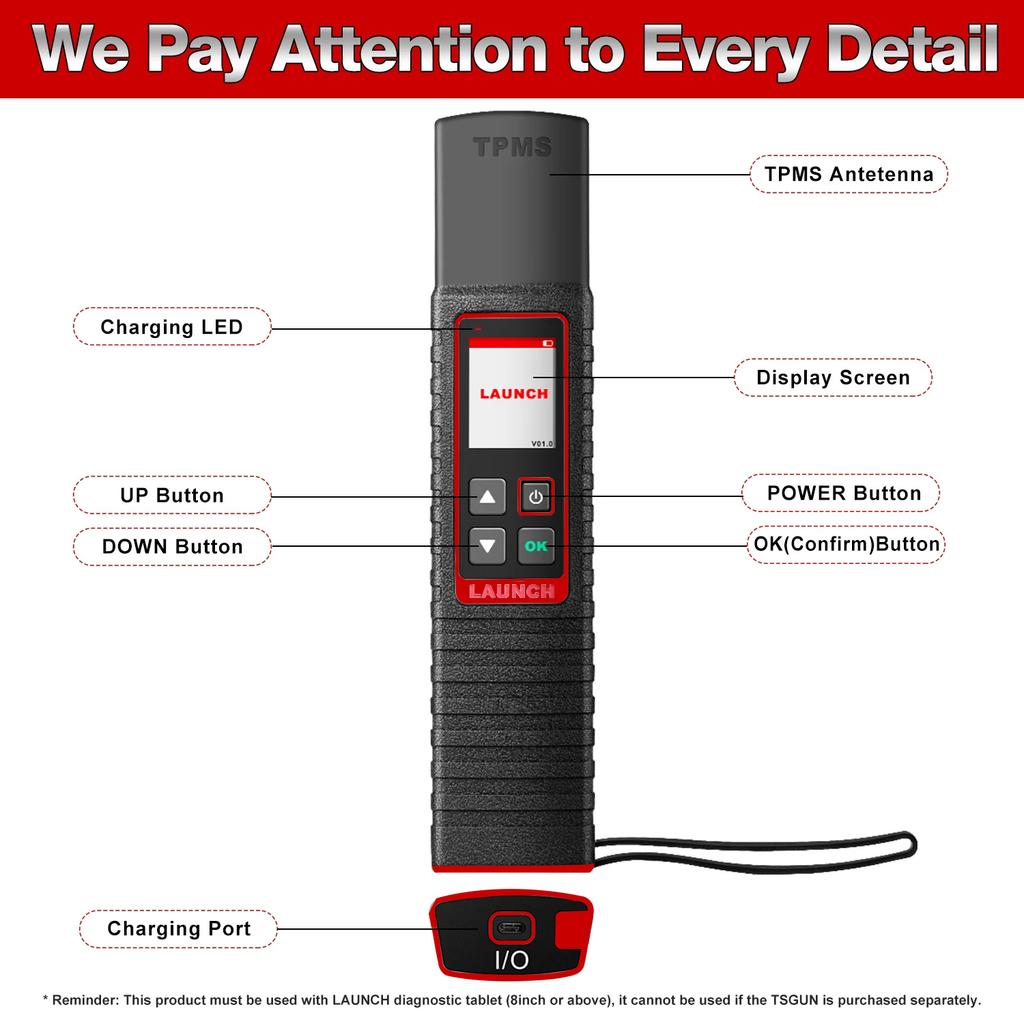 Launch X431 TSGUN TPMS 315/433 MHZ 2in1 RF-Sensor X-431 TSGUN Car Tire Pressure Sensor Detector Programming Diagnostic Tool