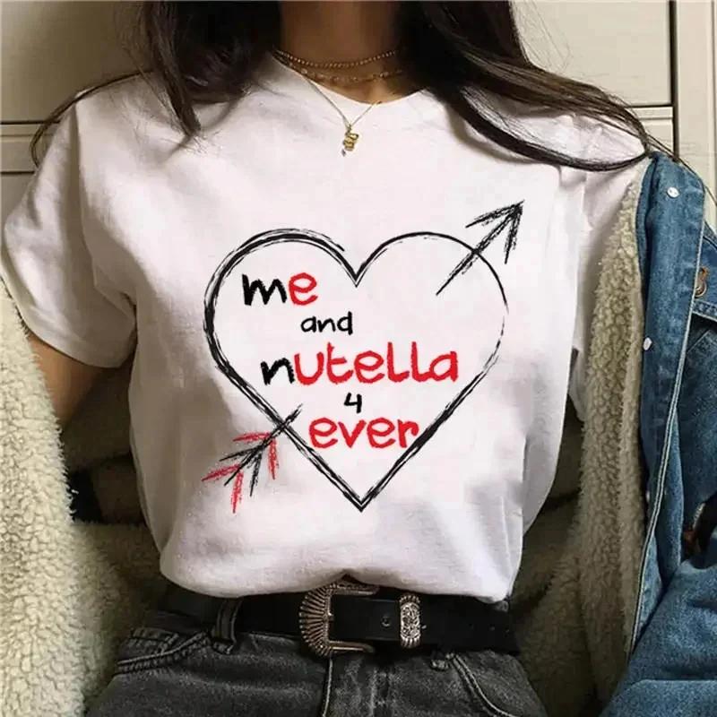 

Ladies New Kawaii Fashion Nutella Fun Printed Tshirt Harajuku Womens Cute Cartoon Korean Top Tshirt Womens Clothing S