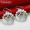 925 Sterling Silver Luxury Round Pattern Earrings for Women, Fashionable Gift, Charming Jewelry, Wedding Accessories