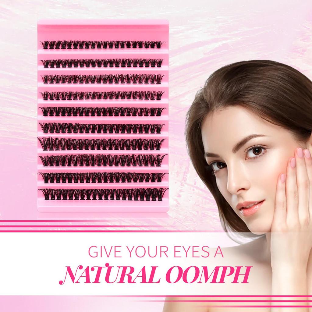 Selbstklebende Cluster-Falschwimpern: 50 Paar lange, schlanke, dichte Wimpern