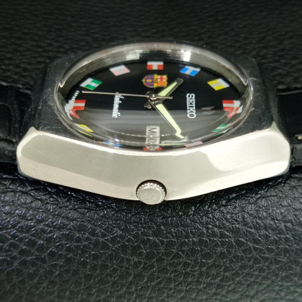 VINTAGE SEIKO AUTOMATIC 6309A JAPAN MENS BLACK COLOR DIAL WATCH a708373-1