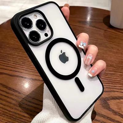 Custodia di ricarica wireless magnetica Magsafe trasparente colorata per iPhone 16 15 14 13 12 11 Pro Max Mini X Xs XR Cover rigida in acrilico