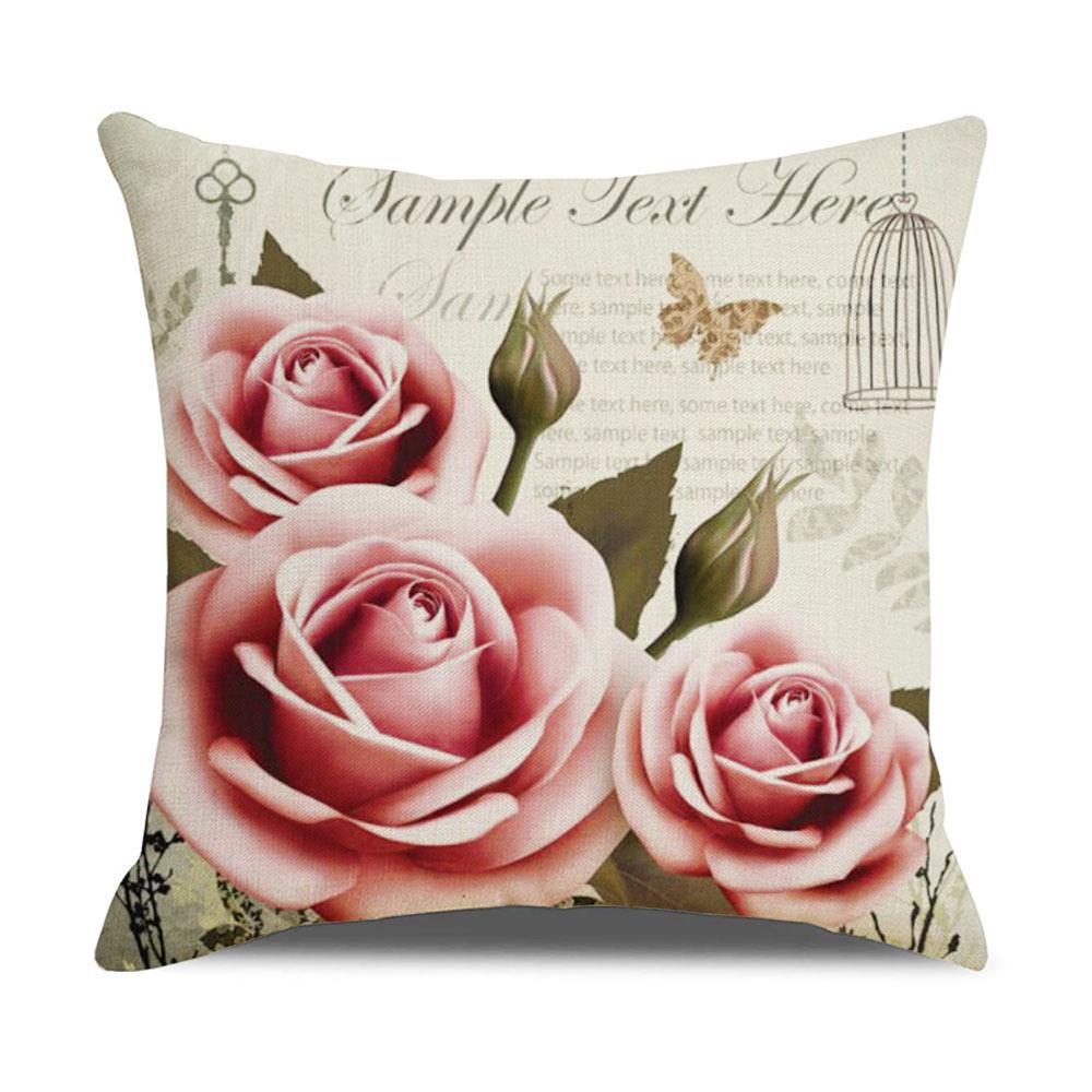 New Vintage Floral Pillow Linen Printed Sofa Home Office Decorative Cushion Cover