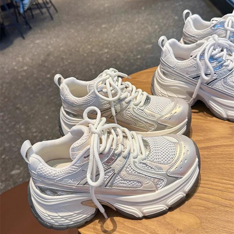 Chaussures de papa à semelles épaisses pour femmes, nouvelles chaussures de sport décontractées légères en maille respirante rétro pour la rue, tendance