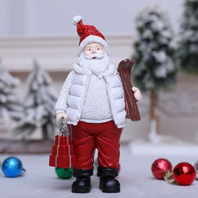 Christmas Figurine Figure Decors Resin Santa Clauses Statue Christmas Decorative Figurines Table Centerpiece for Holiday
