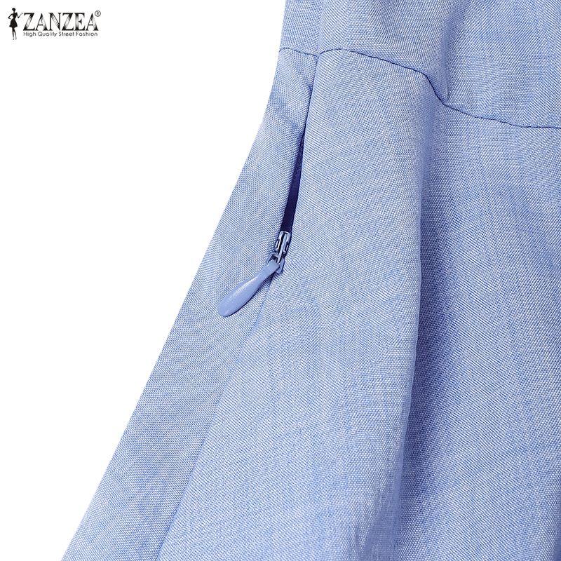 ZANZEA Women Casual V-neck Elegant Summer Short Sleeve Dress