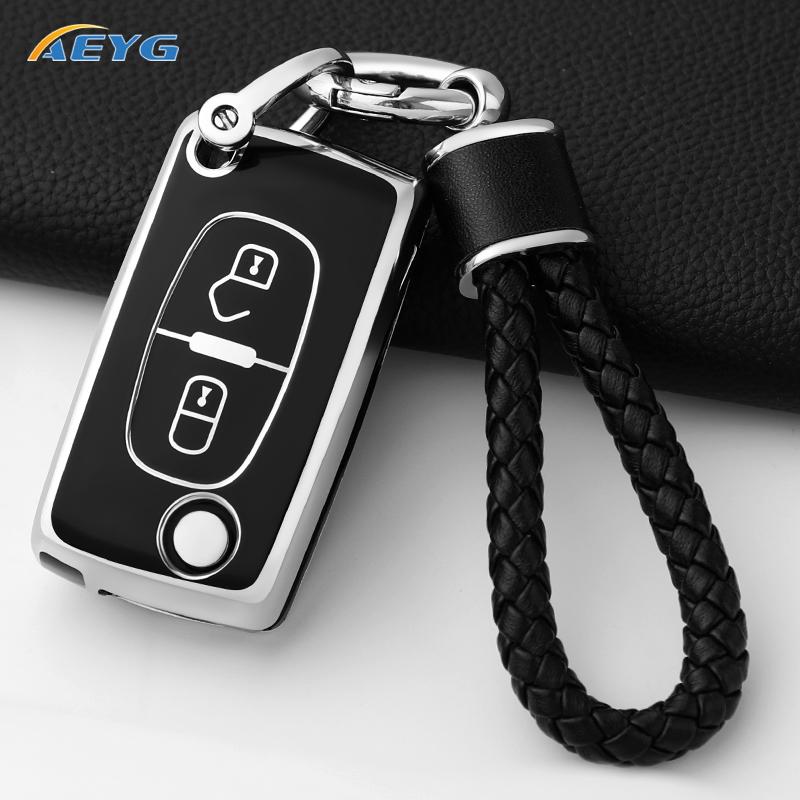 TPU Car Remote Key Case Cover For Peugeot Partner Citroen Berlingo C3 Picasso 2009 2010 2011-2016 Key Chain Accessories
