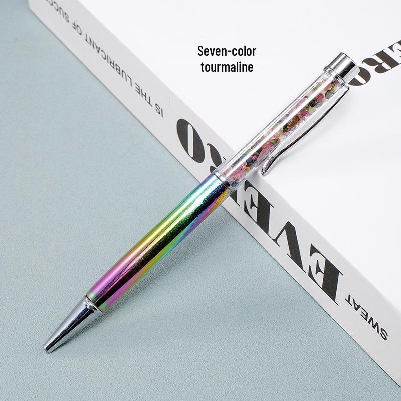 Kuličkové pero z přírodního křišťálového kamene: Energií nabité kroucené kovové pero, kancelářský dárek