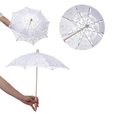 Vintage 26/31/43/53cm Spitzenschirm Stickerei Baumwollspitze Blumenmädchenschirm Kinder Sonnenschirm Braut Hochzeitsgeschenk