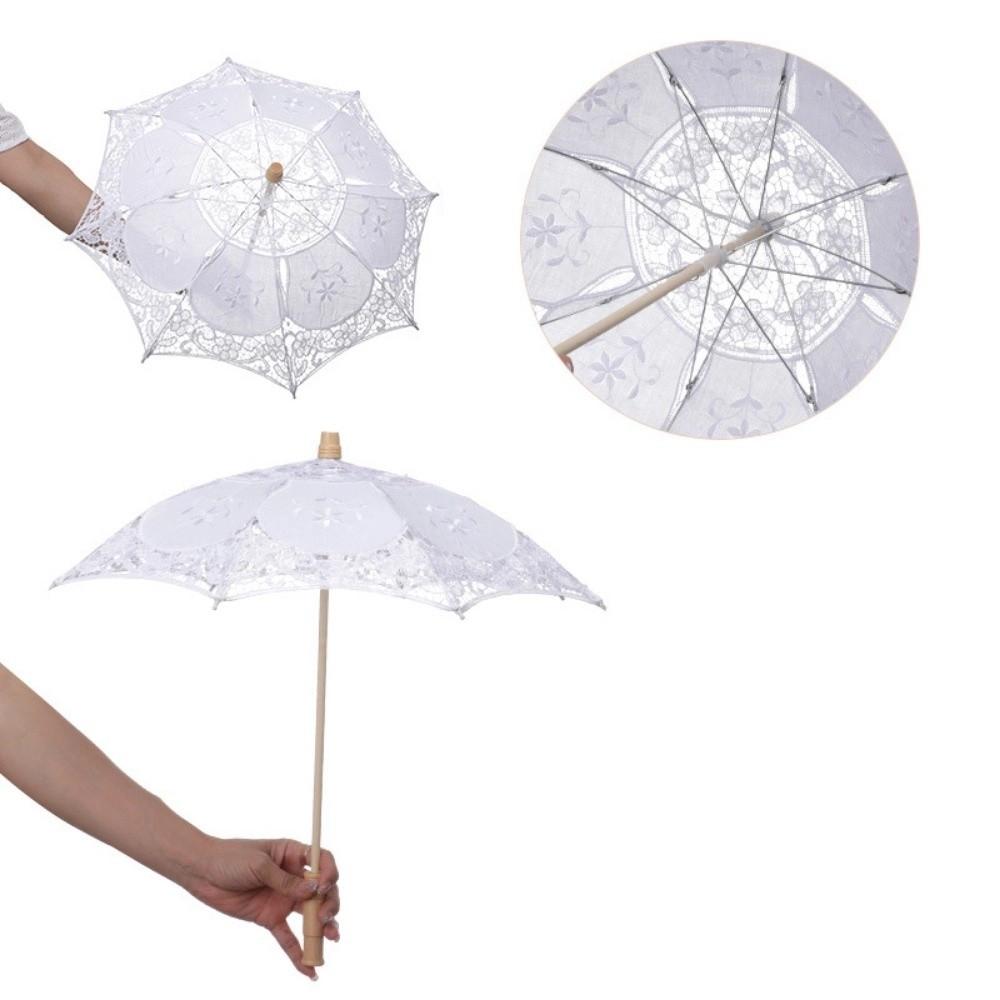 Embroidery Flower Girl Umbrella 26/31/43/53cm Kids Sun Umbrella  Bride Wedding Gift