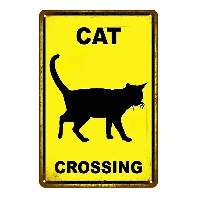 Aviso Perigo Placas de Metal Vintage Cuidado Com o Cão Gato Pôster Placa de Parede Pátio Jardim Bar Casa Pintura Decoração Caverna do Homem