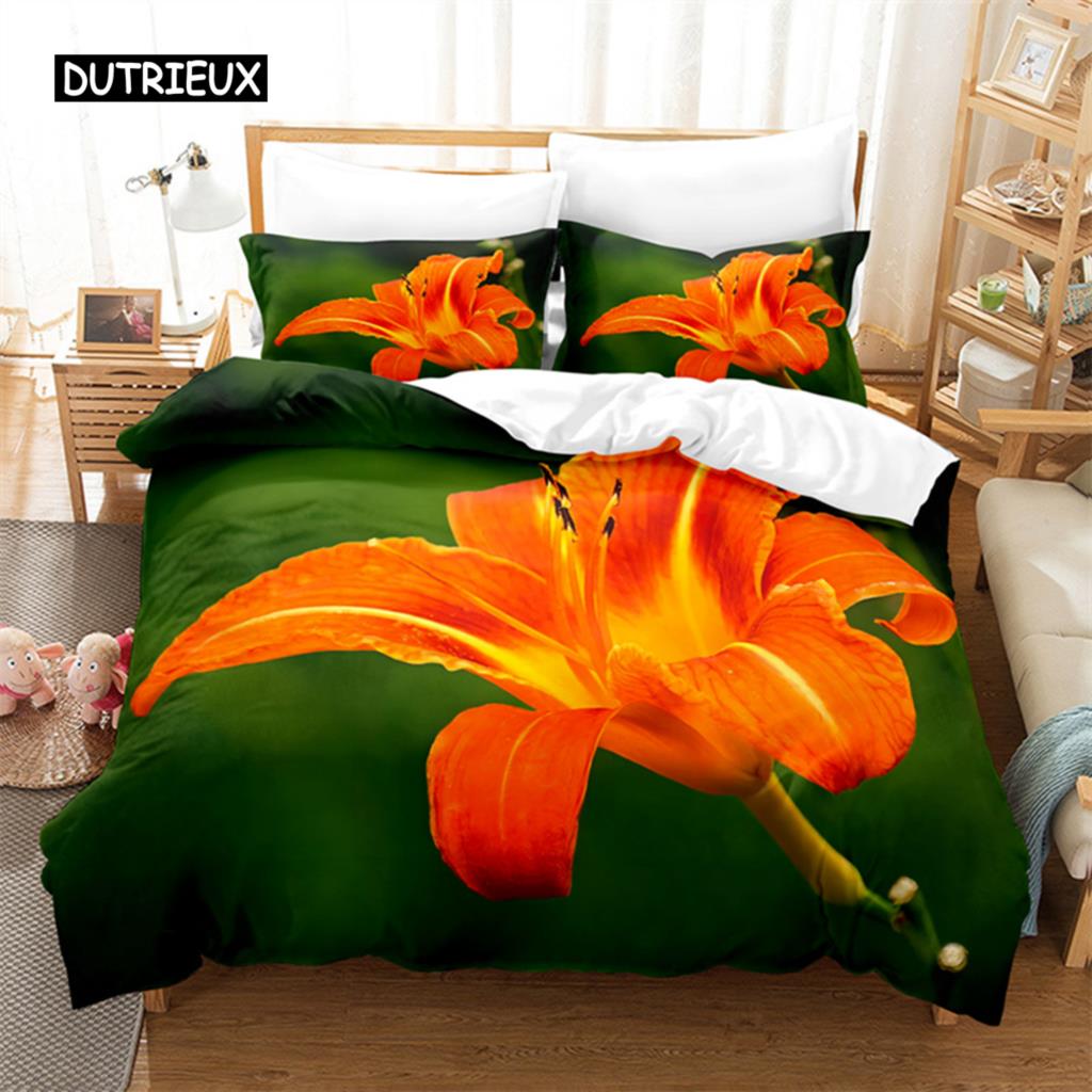 Yellow Flowers  Queen Size Bed Ensemble Comforter Cover Sets Bedding Digital Printing Bed Linen King Size Size Comforter Cover Kit Bed Ensemble
