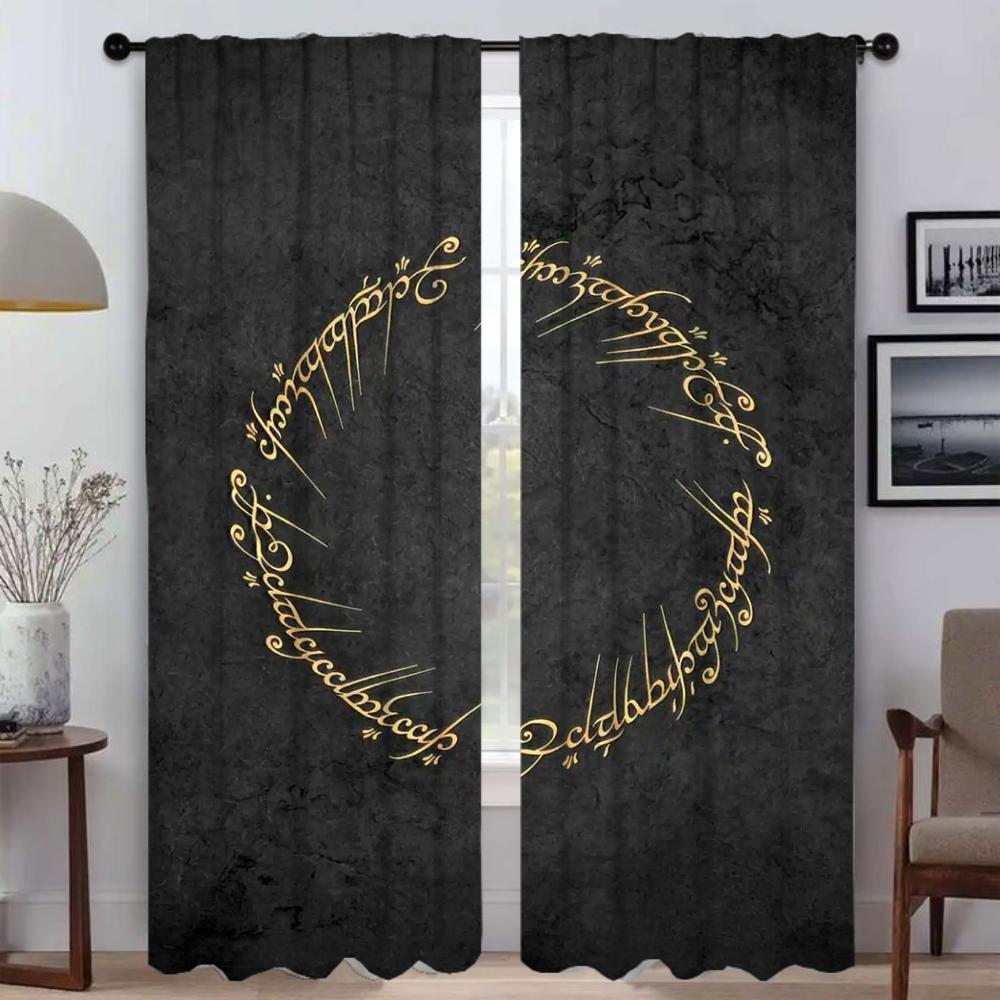 

Кухонные шторы 2 шт. Властелин колец Шторы для детской комнаты Оконные шторы Шторы Разделение Хэллоуин Украшения Гостиная W50xH70cmx2pcs-CL