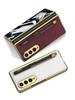 Samsung Z Fold 4 Pen Slot Leather Phone Case with Electroplated Finish and Camera Protection