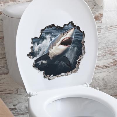 "Broken Walls Fierce Sharks Bathroom Toilet and Home Beautification Stickers