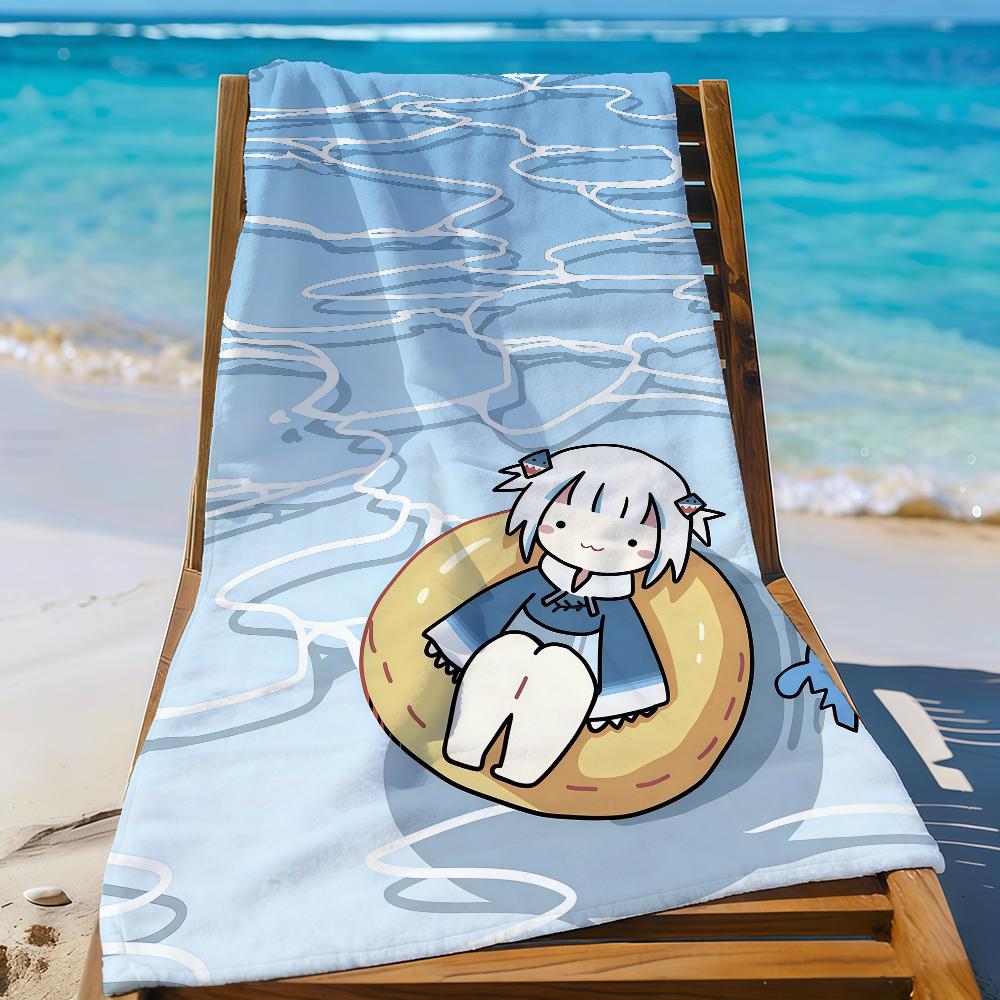 VTuber G-Gawr Gura Süßes Handtuch Sport Schnelltrocknend Reise Campingausrüstung Sandfest Weich Leicht Großes Strandtuch