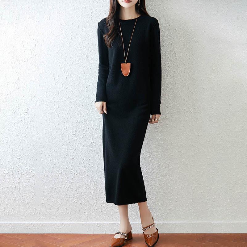 Women's 100% Wool Slim Fit Over-Knee Dress - Autumn/Winter Collection