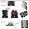 12-Way Blade Fuse Box with LED Warning Indicator Waterproof Cover for Car Boat RV