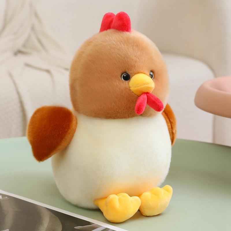 22/30Cm Haan Kip Pluche Dier Speelgoed Gevuld Cartoon Kuiken Kleurrijk Geel Bruin Wit Boerderij Pluche Speeltje Kalmerend Cadeau 22cm