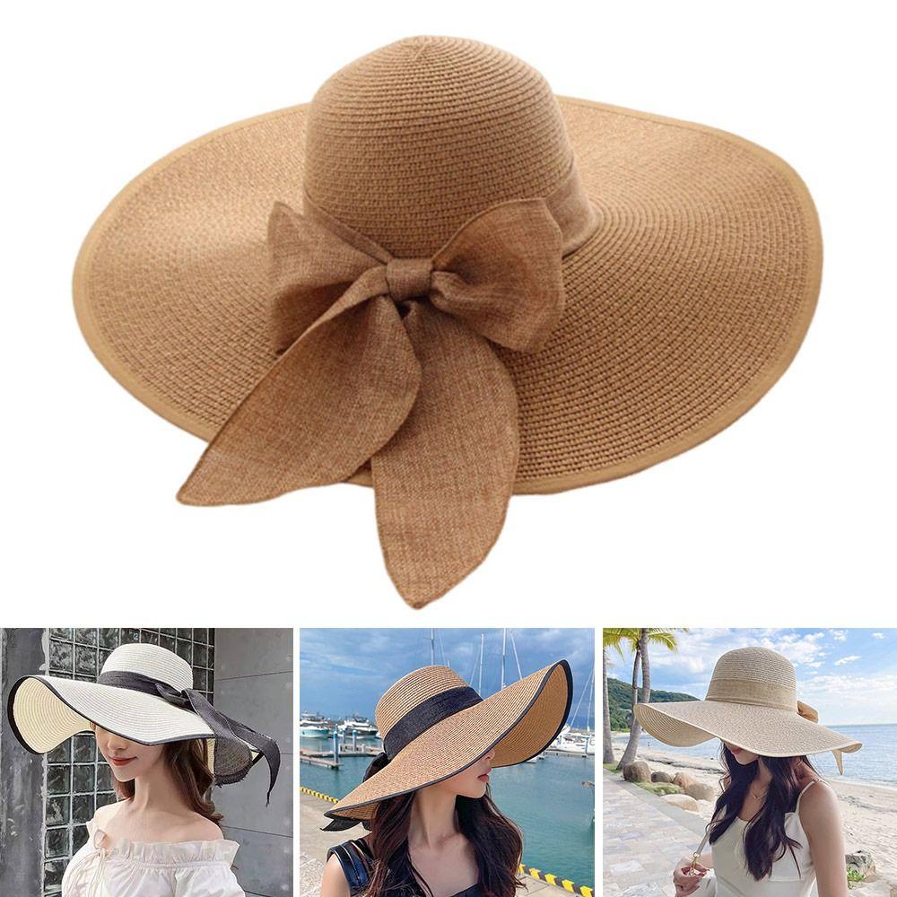 Fashion Oversize Summer Sun Hat Big Brim Sun Protection Straw Hat Travel Casual Bucket Hat for Women