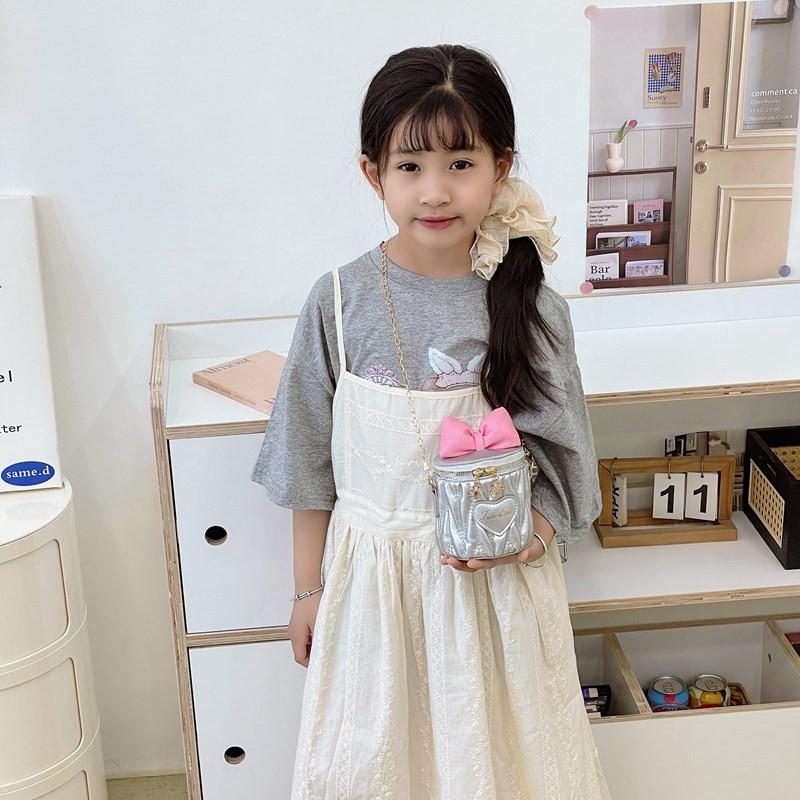 Solid Bow Color Children Cute Butterfly Knot Water Bucket Bag Daily Use Casual