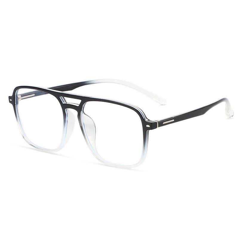 Unisex TR90 Anti-Blue Light Glasses Frame - Street Style, Double Bridge, Flat Lenses