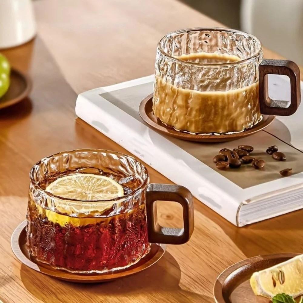 Glacier Pattern Glass Tea Cups High Temperature Resistant Water Cups Stylish Coffee Cups  Office