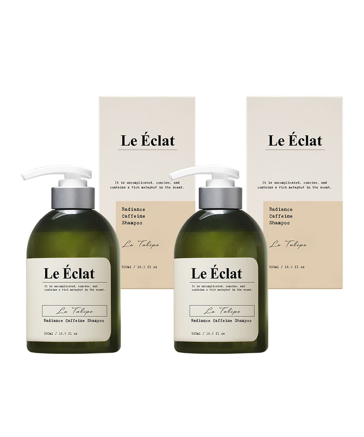 Le Eclat Radiance Caffeine Shampoo La Tulipe 500ml 2 bottles