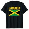 Vintage Jamaica Jamaican Flag T Shirt Jamaica Kawaii T Shirts ShortSleeved Tops Summer Simple Round Neck Oversize Top Tees