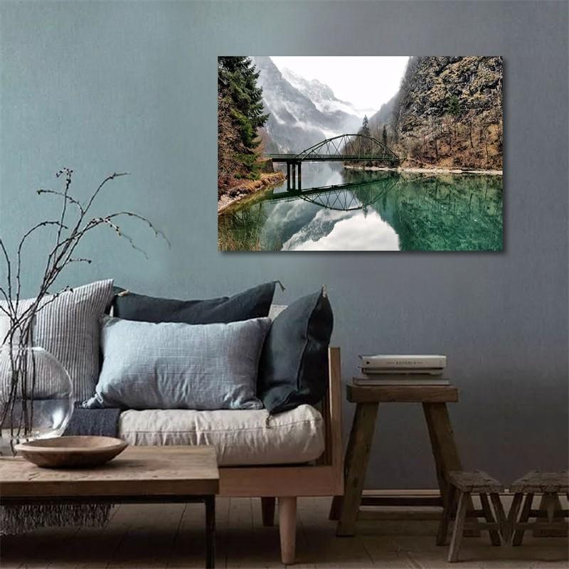 Spectacular Nature Wall Art Modern Print Featuring Aurora Waterfalls Mountains Serene Landscape Living Room Decor