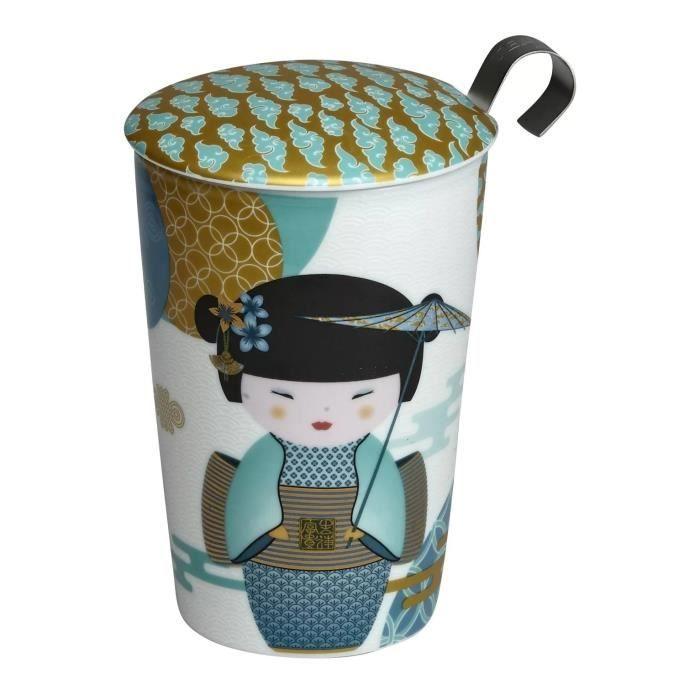 Mug En Porcelaine - TEAEVE - New Little Geisha - PETROLE - Double Paroi - Filtre Inoxydable