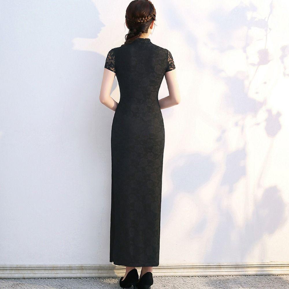 Vintage Chinese Cheongsam Retro Lace Traditional Qipao Lace Vintage Dress Lace Cheongsam  New Year