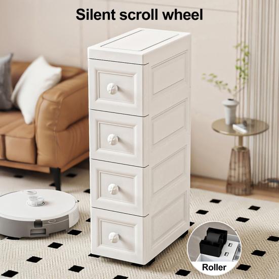 Slim Storage Cabinet Multi-Tier Tall Narrow Storage Cabinet with Wheels Drawers Rolling Multi-Drawer Organizer for Small Spaces Bathroom Bedroom
