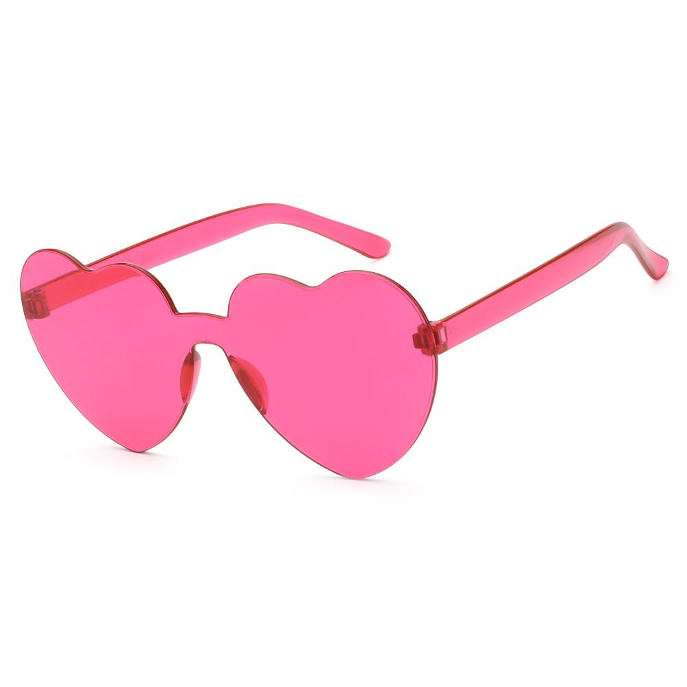 Costume Candy Color Eyewear Transparent Heart Sunglasses Sunglasses For Women Rimless Heart Glasses