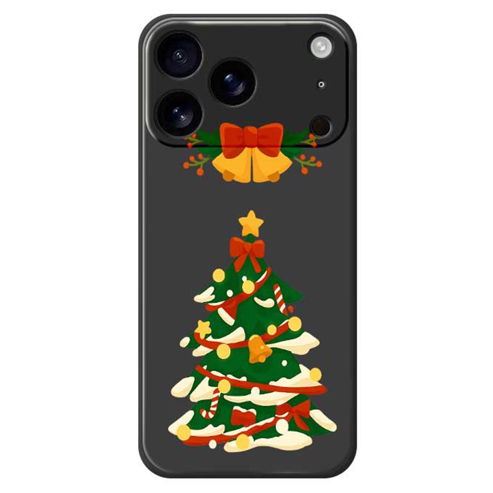 

For iPhone 17 Pro Case Christmas Tree Bow Pattern Printing Straight Edge TPU Phone Back Cover Black