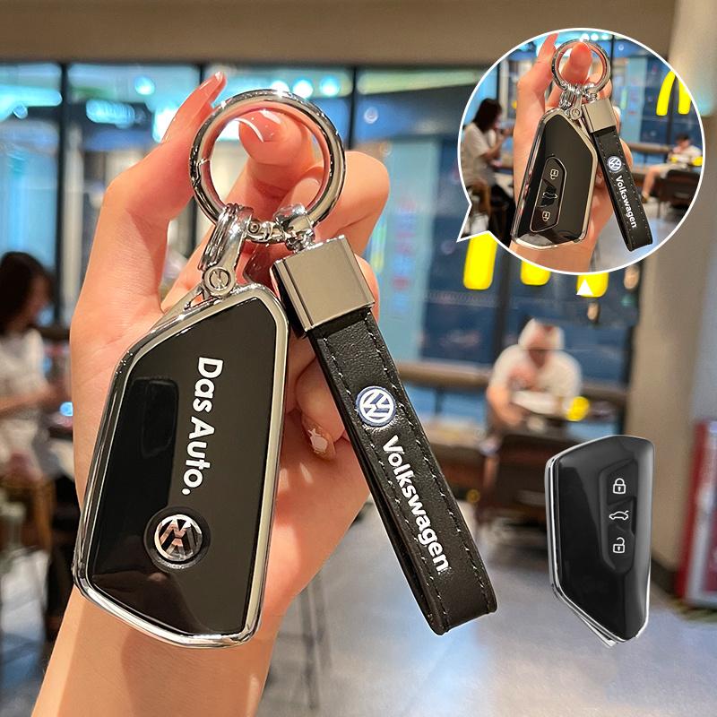 Valve Stems Caps 3 Buttons TPU Car Smart Remote Key Ase Cover Protector Holder Shell For VW Volkswagen Golf 8 MK8 Leon Keychain RB6