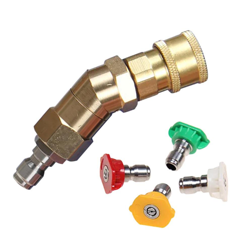 /360 /Degree /Adjustable Elbow Quick Connect Kit With 4 Nozzles 0 15 25 40 Degree For High Pressure Washer Car Cleaning Tool