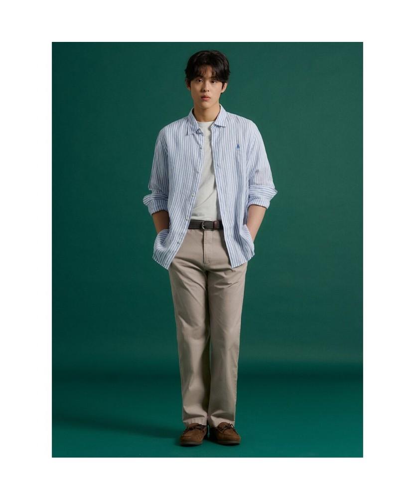 Binpolmen Linen Striped Shirt Blue