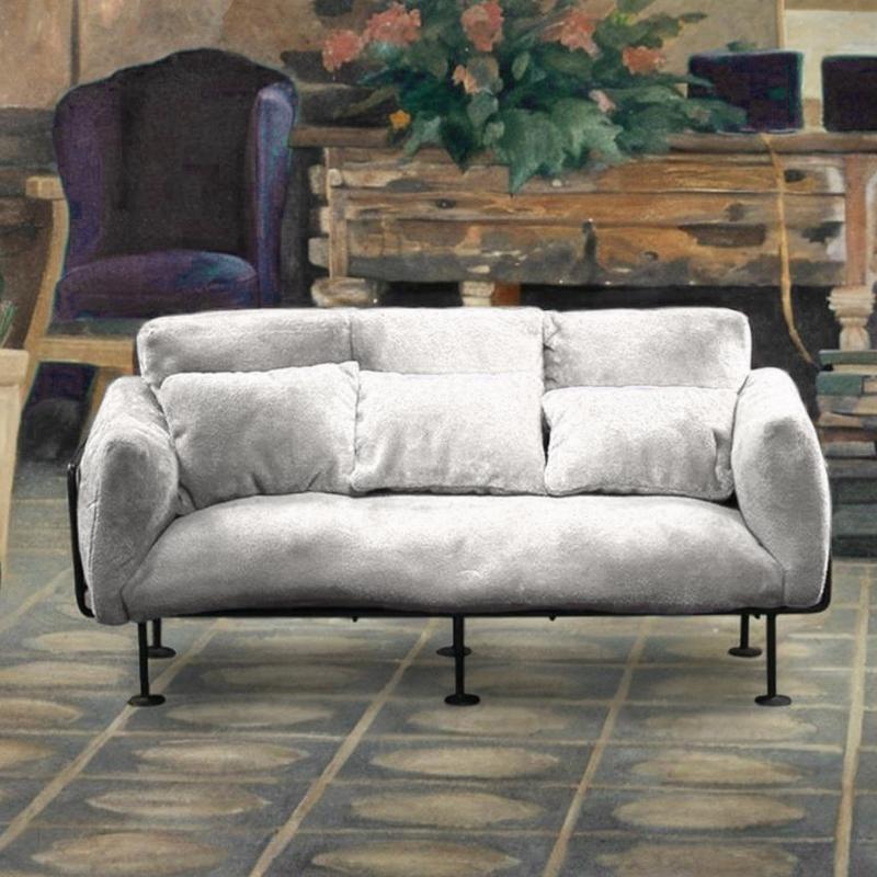 European Styles Velvet Sofa Furniture With Removable Cushion And Metal Frame for 1/6 Doll House Scene Display Accessories