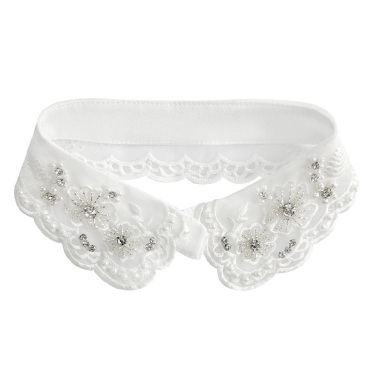 Eleganter Wiederverwendbarer Falscher Kragen Verziert mit Künstlichen Perlen Design Freundliches Polyester Business Meeting Kragen-Enhancer