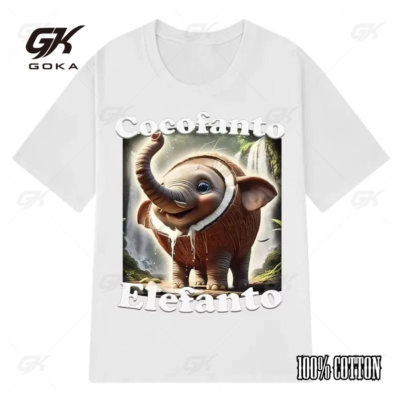 

2025 Cocofanto Fun Elephant Italian Brainrot Meme Pattern T-shirt Men s and Women s Summer Cotton Cartoon Short Sleeved T-shirt 4XL