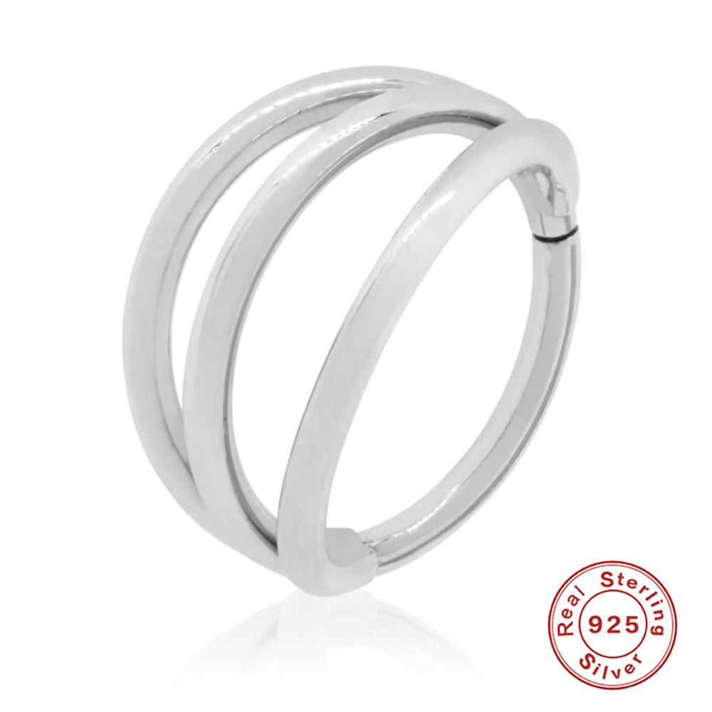 

S925 Sterling Silver Hollow Three-Row Diamond-Encrusted Multi-Layer Curved Earrings, Earrings, Street Hipster Accessories, Earrings. 925 Silver