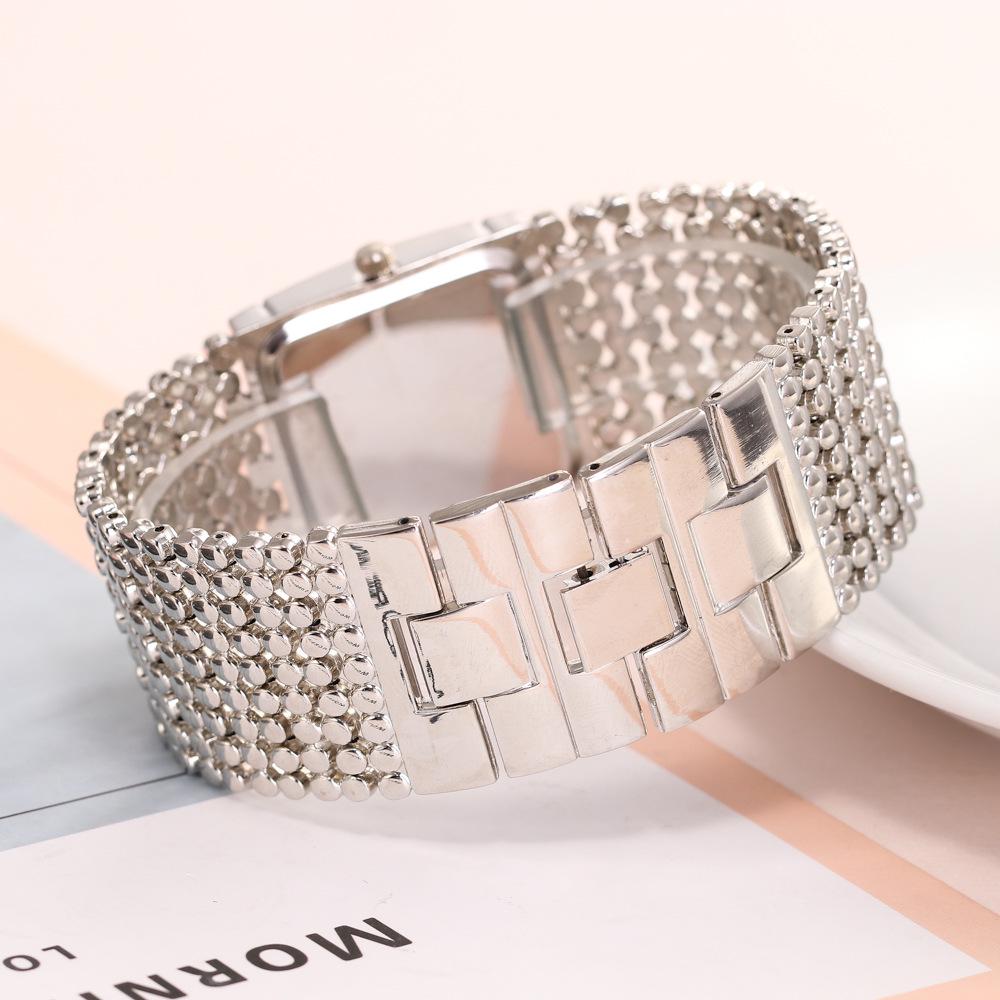 Modische Damen-Quarz-Armbanduhr mit Strasssteinen und Stahlarmband