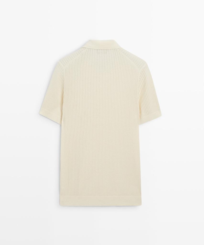 Masimodutti 100% Cotton Ribbed Knit Polo Shirt