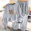 Women Suits Sets Large Size Pullover Sweatshirt Pants Thickened Top Longs Pants Two-piece Oversize 2PC Suit