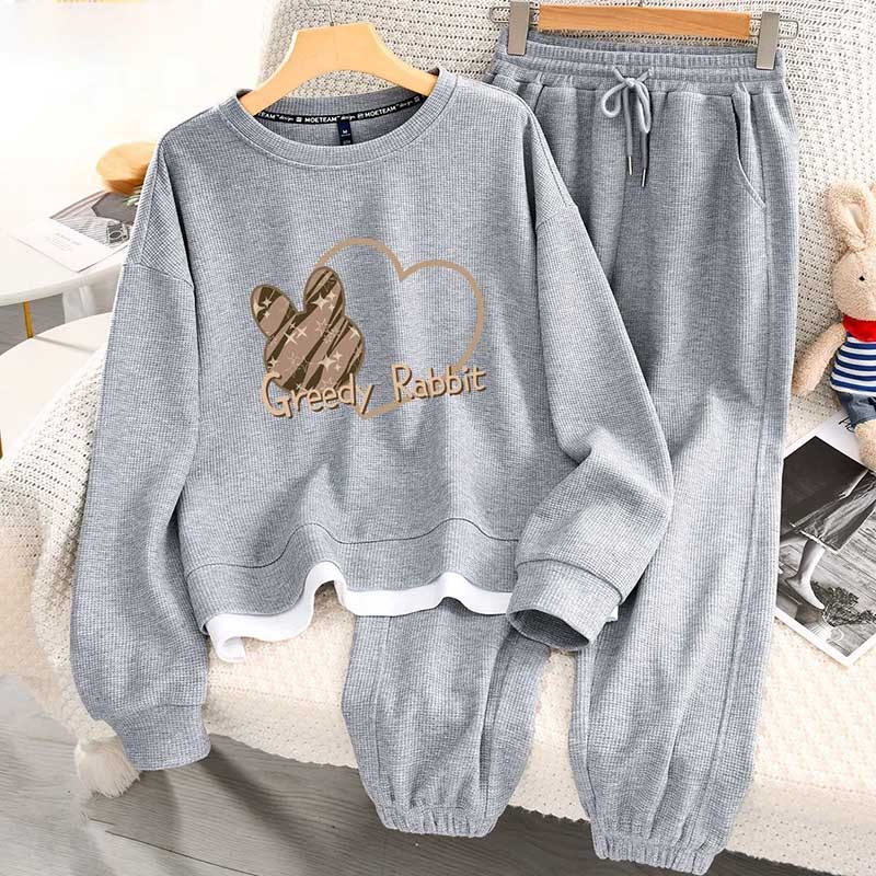 Women Suits Sets Large Size Pullover Sweatshirt Pants Thickened Top Longs Pants Two-piece Oversize 2PC Suit