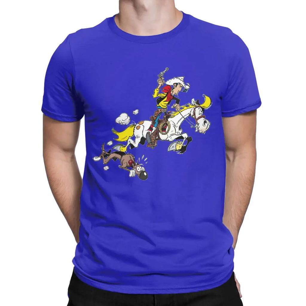 Lucky Luke Jolly Jumper T Shirts Pure Cotton Clothing Novelty Short Sleeve Round Collar Tees Plus Size T-Shirts Unisex
